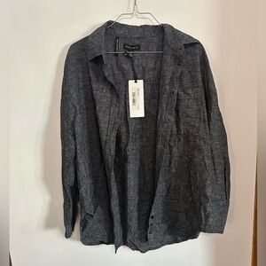 Linen Silver Jeans Charcoal Button Down Long sleeve shirt